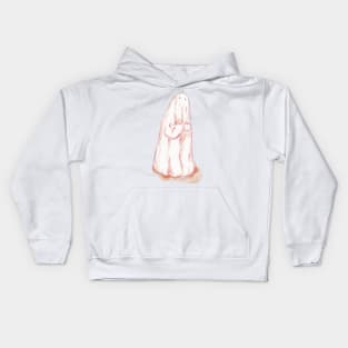 Spooky Ghost Illustration With Coffee Kids Hoodie